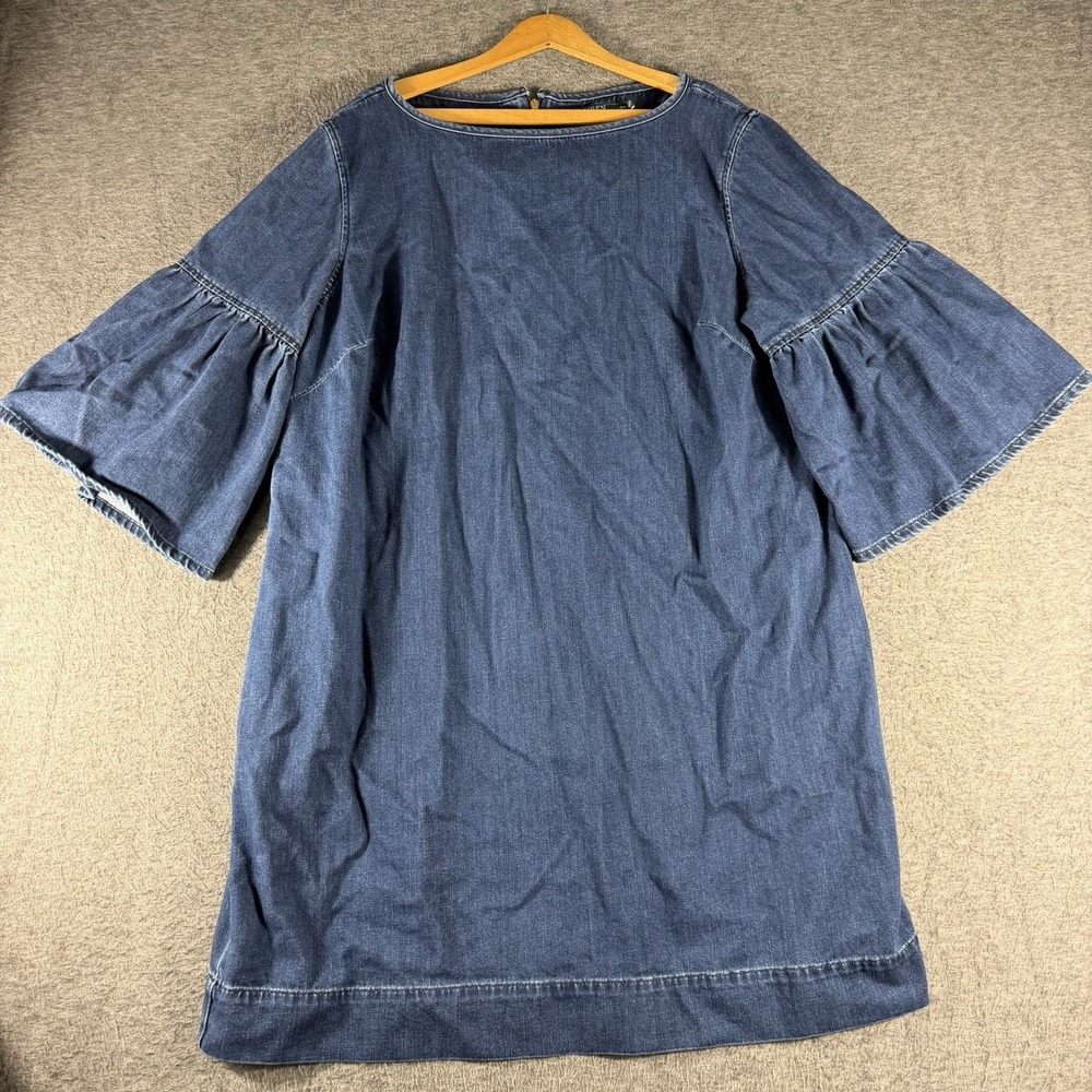 Lauren Ralph Lauren Women's Blue Denim Flare Bell Sleeve Shift Dress Size 18W